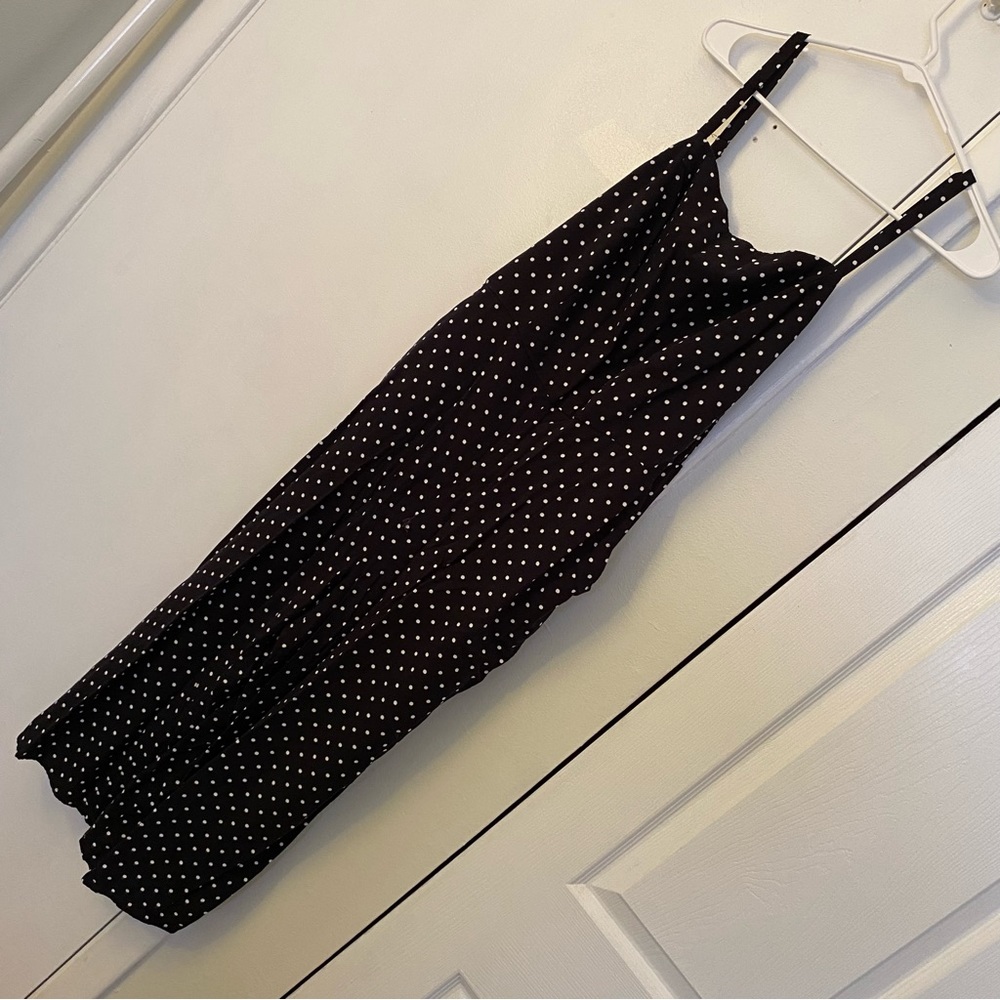 Old Navy black and white polka dot romper, size L